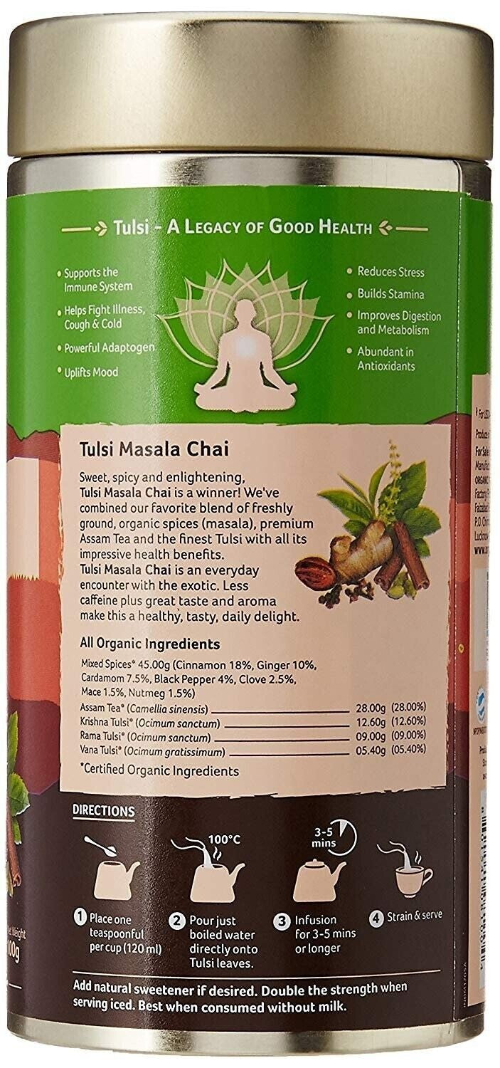 Organic India Tulsi Masala Premium Assam Chai Tea 100g x 2 pack | Free Shipping